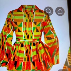 African Ethnic  Blouse Sz XL Nwot$38 + Free Scarf